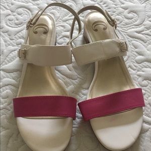Comfortable white and pink sandals